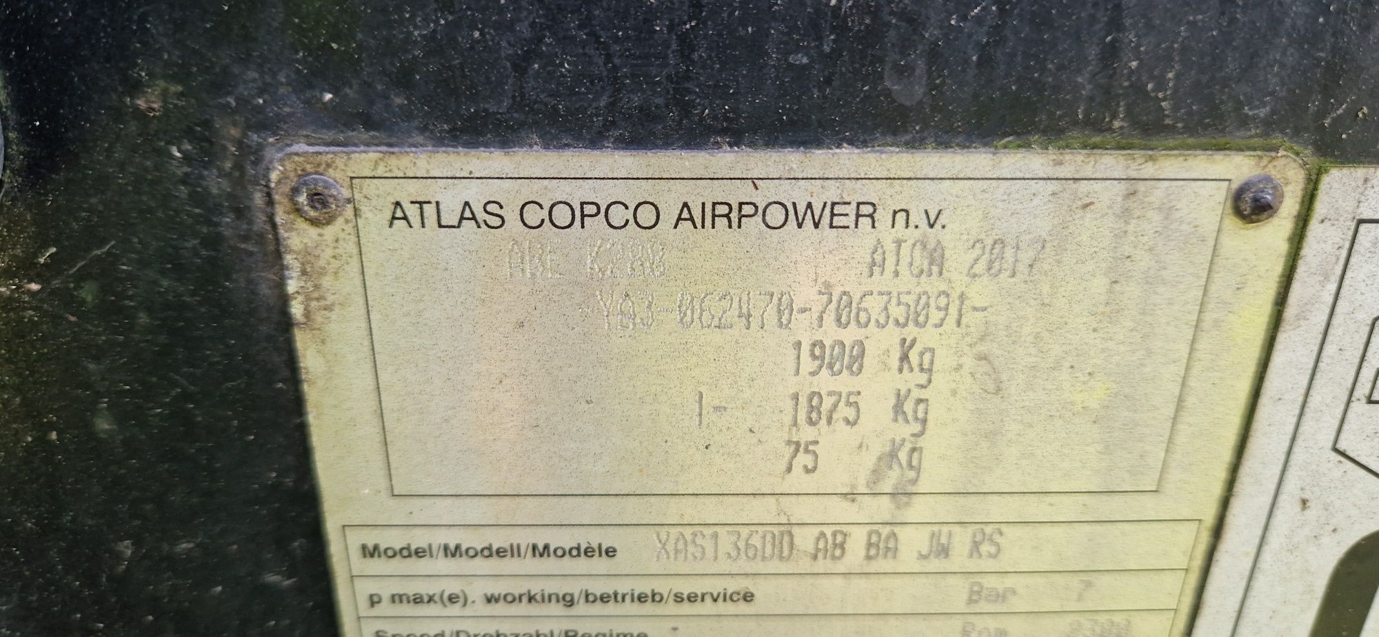Kompresor sprężarka xas 136dd atlas copko 7bar