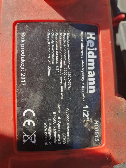 Klucz udarowy 1/2" Heidemann + Nasadki