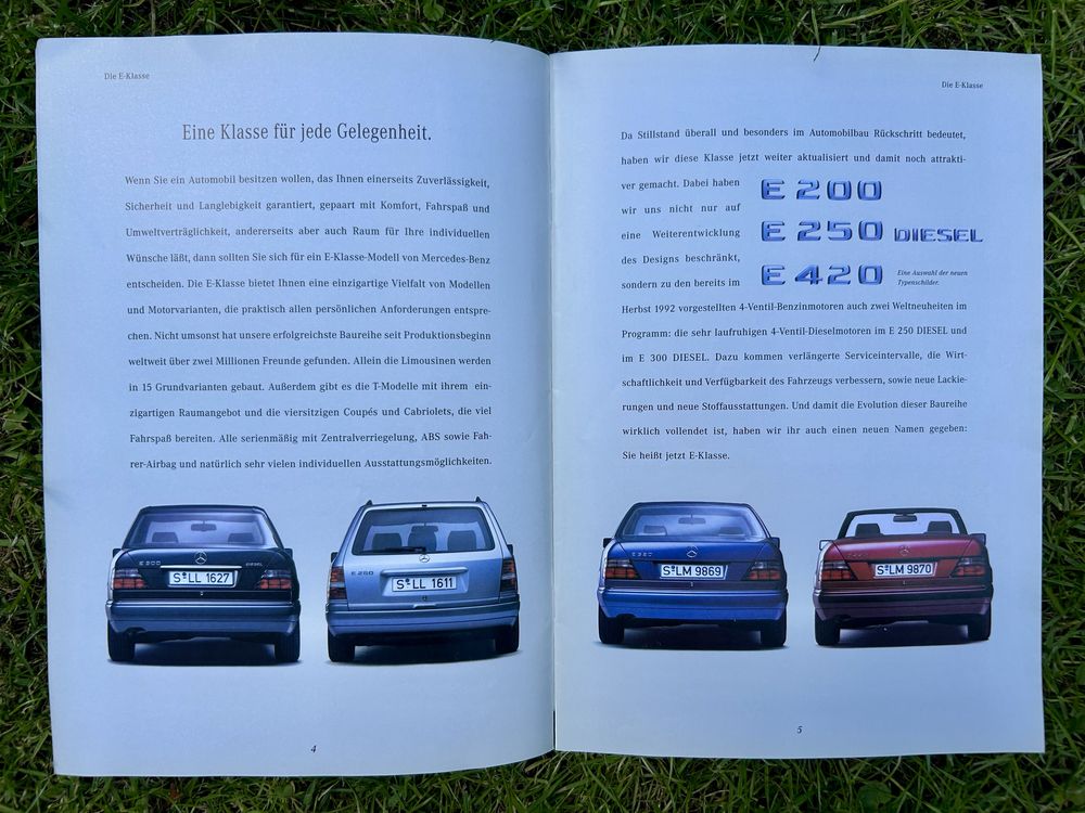 Katalog prospekt Mercedes Benz E klasa W124 folder reklamowy 1993
