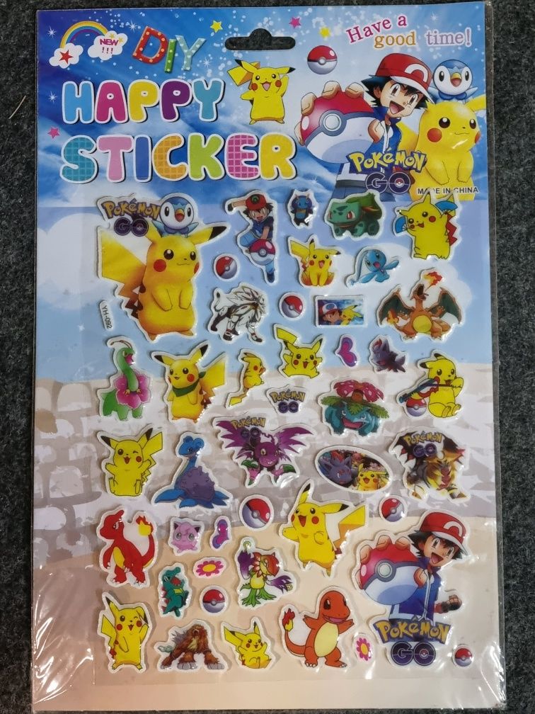 Karty Pokemon +Naklejki Pokemon, 10 Kart + 45 Naklejek