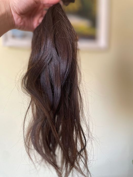 Натуральні волоси на лентах 50см