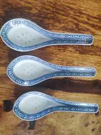Łyżka niebieska z chińskiej porcelany ryżowej