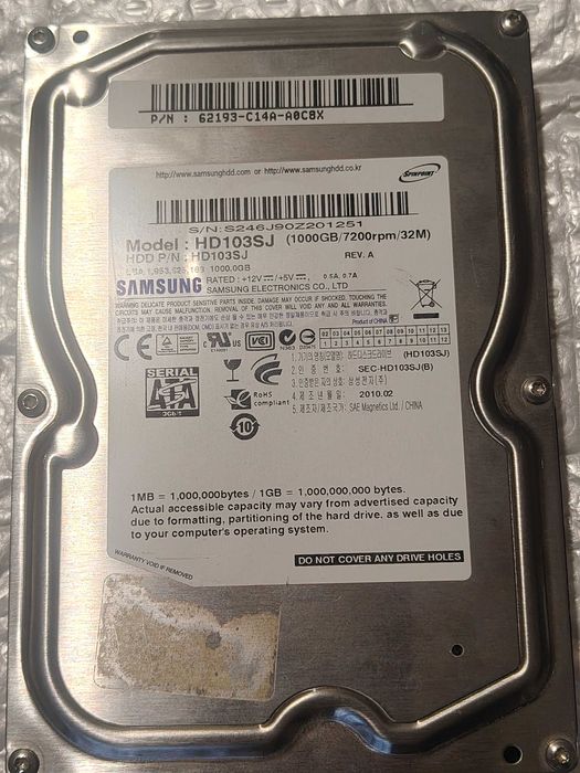 Dysk twardy 1TB 7200rpm 32MB SATA II Samsung HD103SJ
