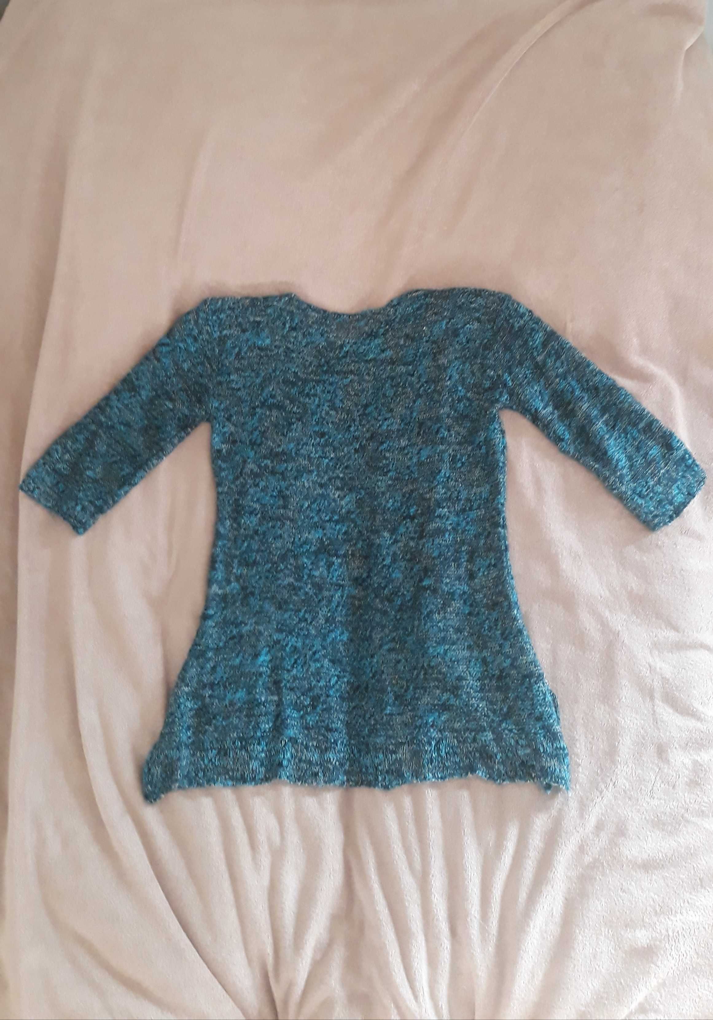 Sweter wyprzedaż niebieski granatowy szerok pachy 51 cm L może XL XXL