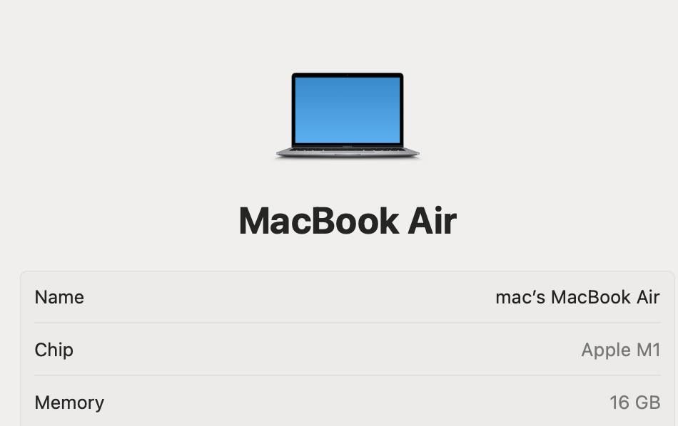 MacBook Air M1 16Gb 256Gb Space 85%
