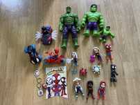 Marvel mega zestaw Spidey, Hulk, Spin, Ghost Spider, autka, motor