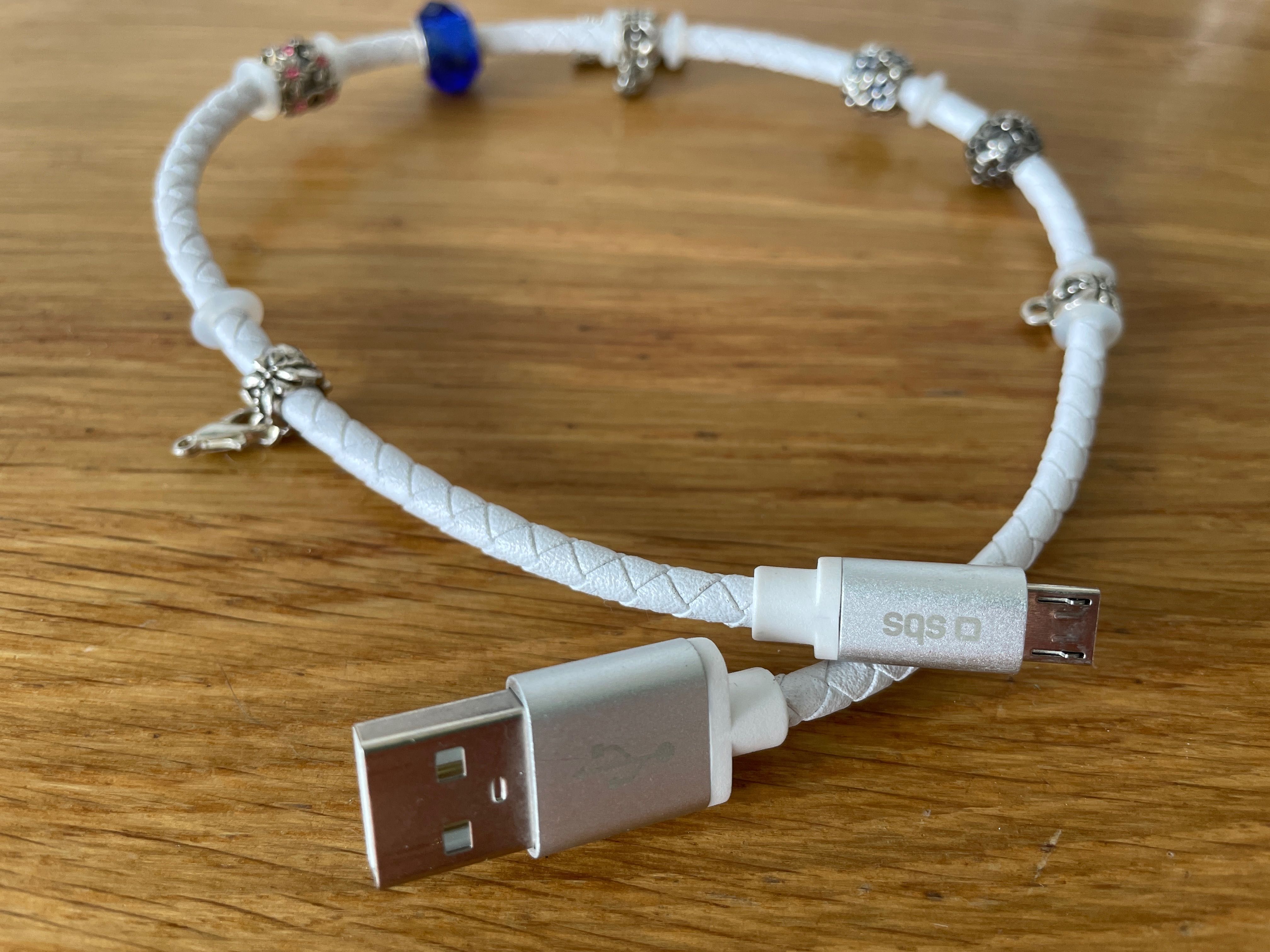 Kabel USB biały ozdobny
