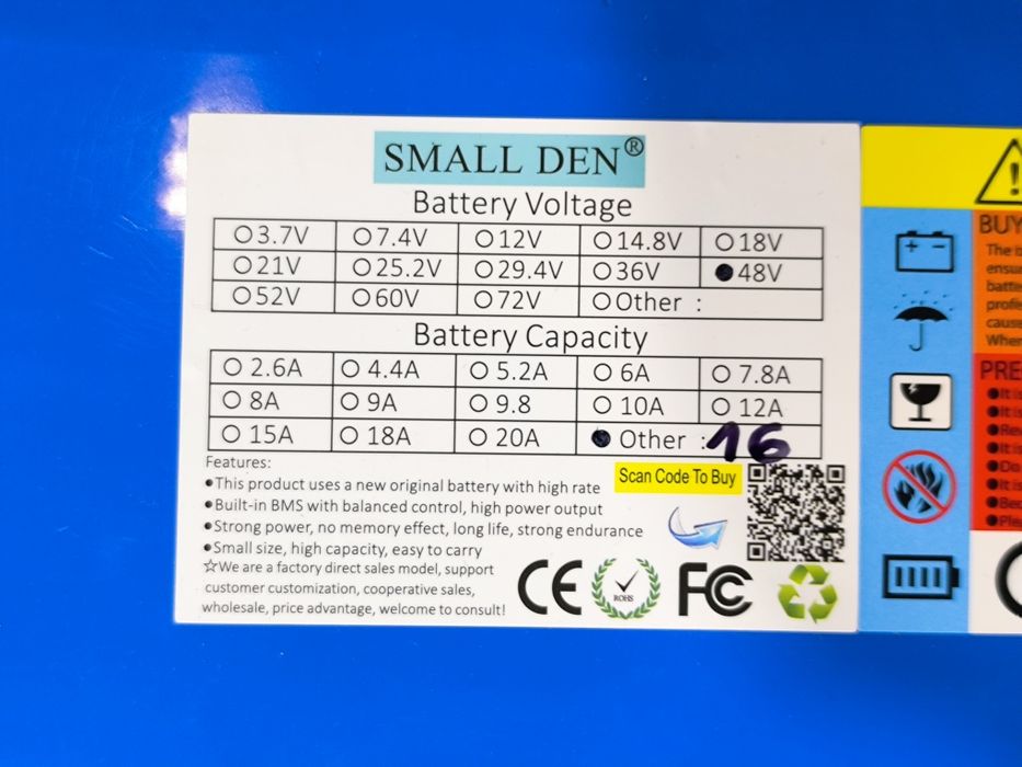 Bateria akumulator 48v 16ah hulajnoga rower skuter