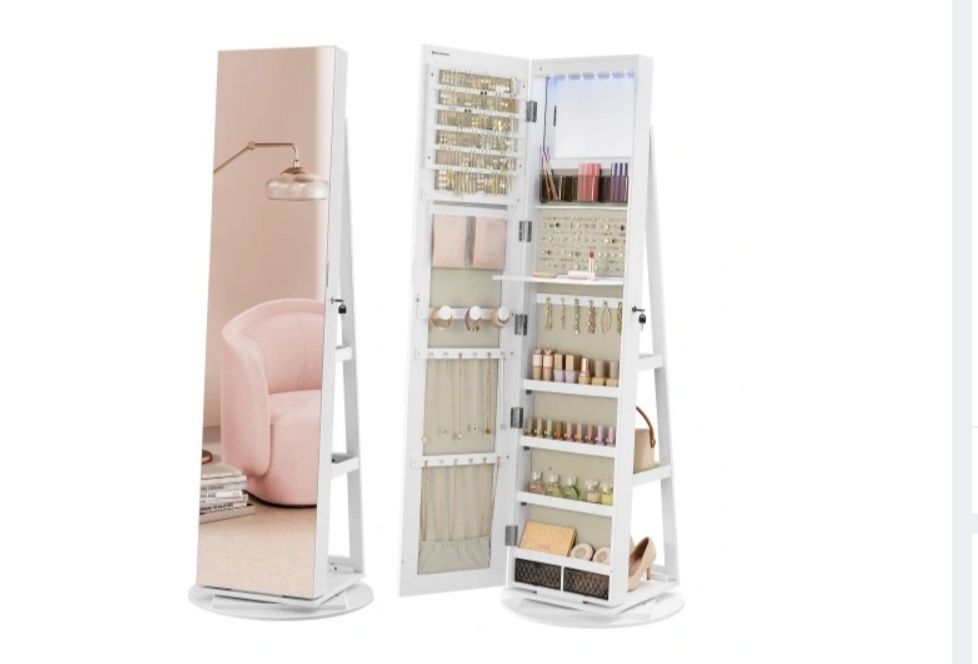 Obrotowa toaletka z lustrem i szafką