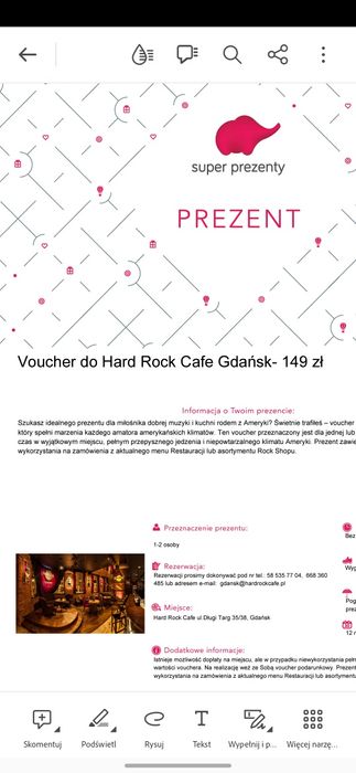 Voucher do restauracji Hard Rock Cafe Gdansk !