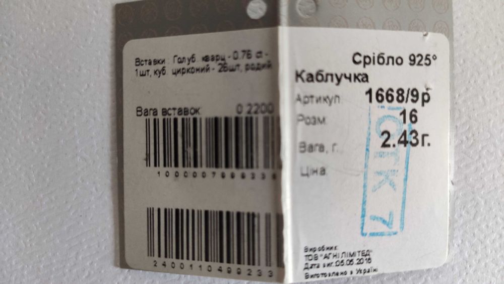 Срібний набір з топазами та цирконієм