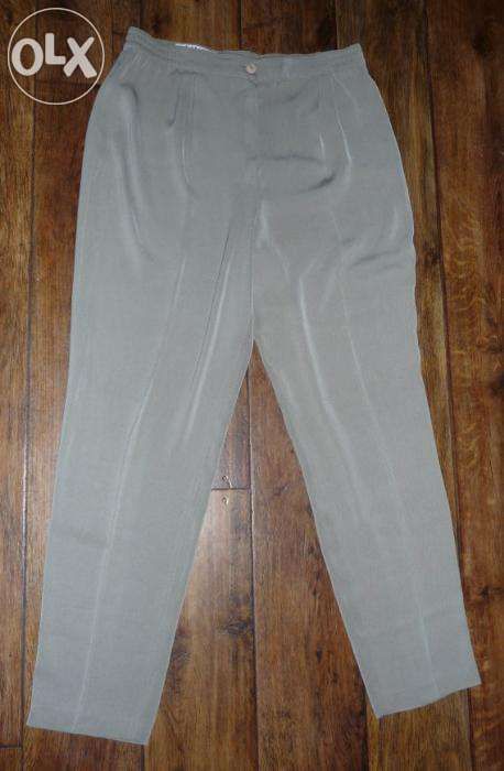 Spodnie z materiału FINK szara zieleń UK 16-44 XL + CZARNE kant 40