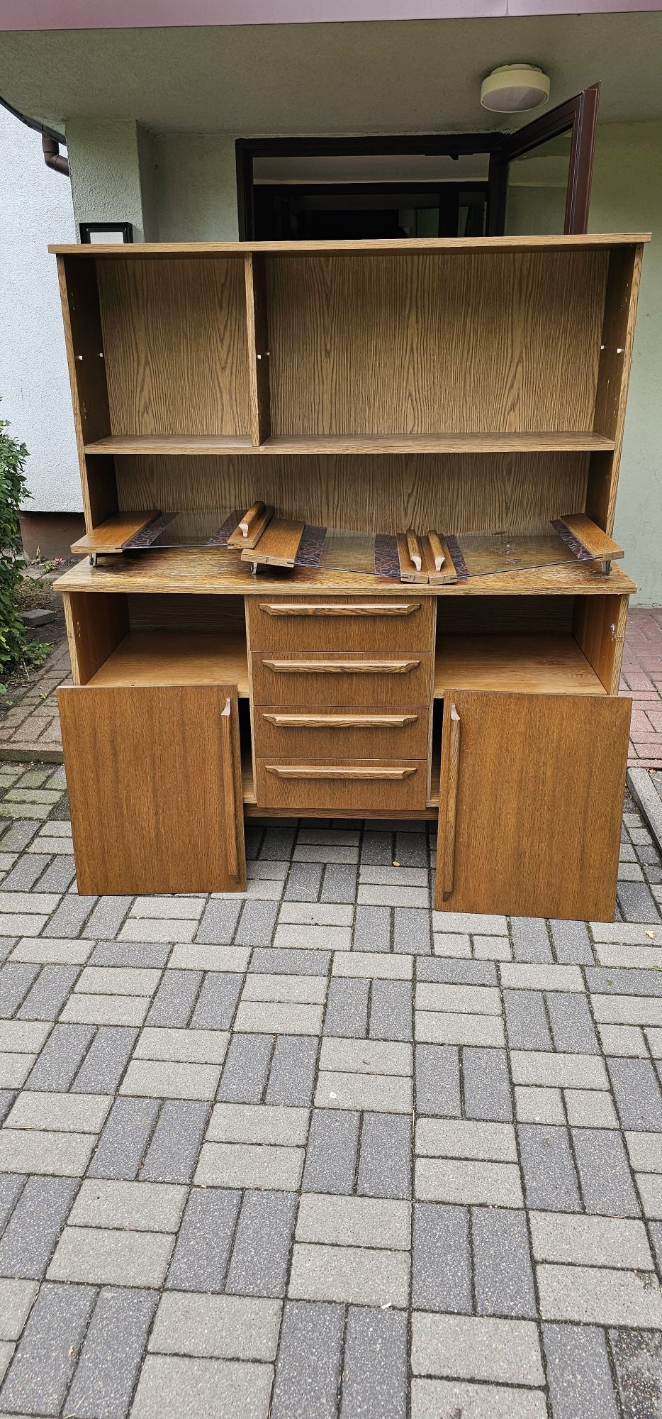 Kredens z nadstawką Horacy dąb buk jesion PRL