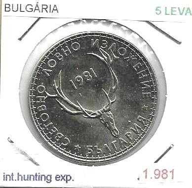 Bulgária -  - 5 Leva - 1981 - - Exposição Int. de Caça - - Moeda Proof