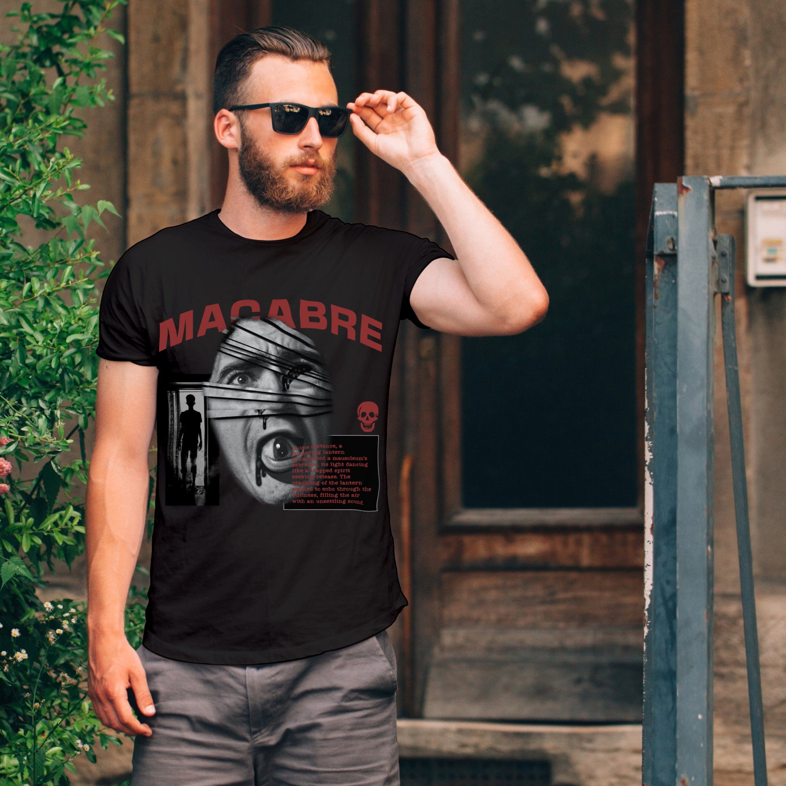 Koszulka czarna męska z nadrukiem śmieszna prezent streetwear art rzeż