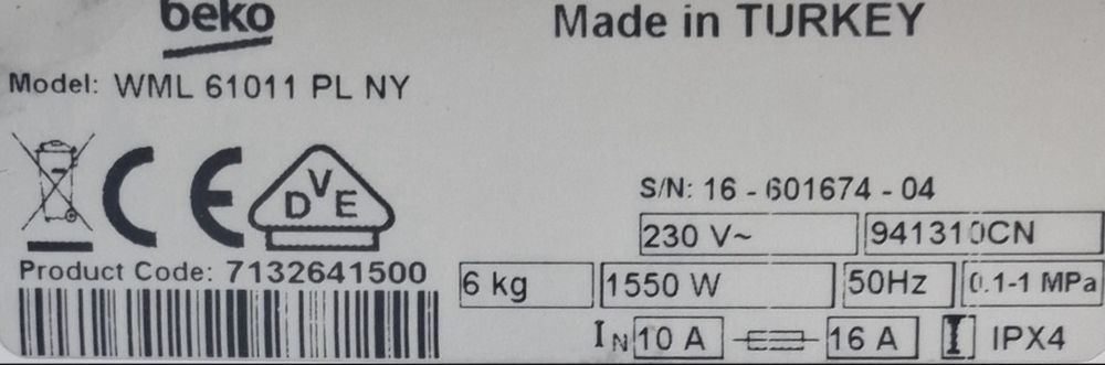 Pralka Beko 6kg z transportem,Gwarancja