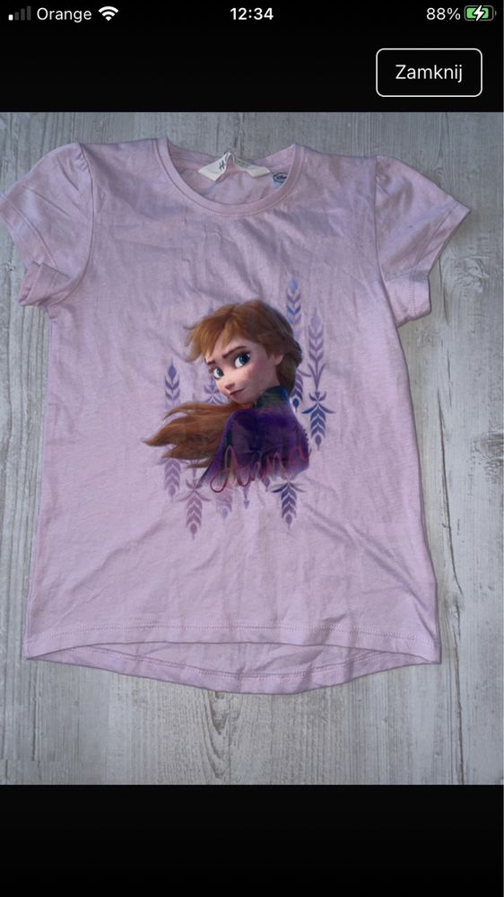 Bluzka H&M Anna Elsa Kraina lodu frozen Disney 110/116