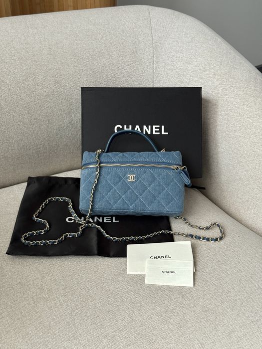 Сумка Chanel CC Top Handle Long Vanity Denim/Gold