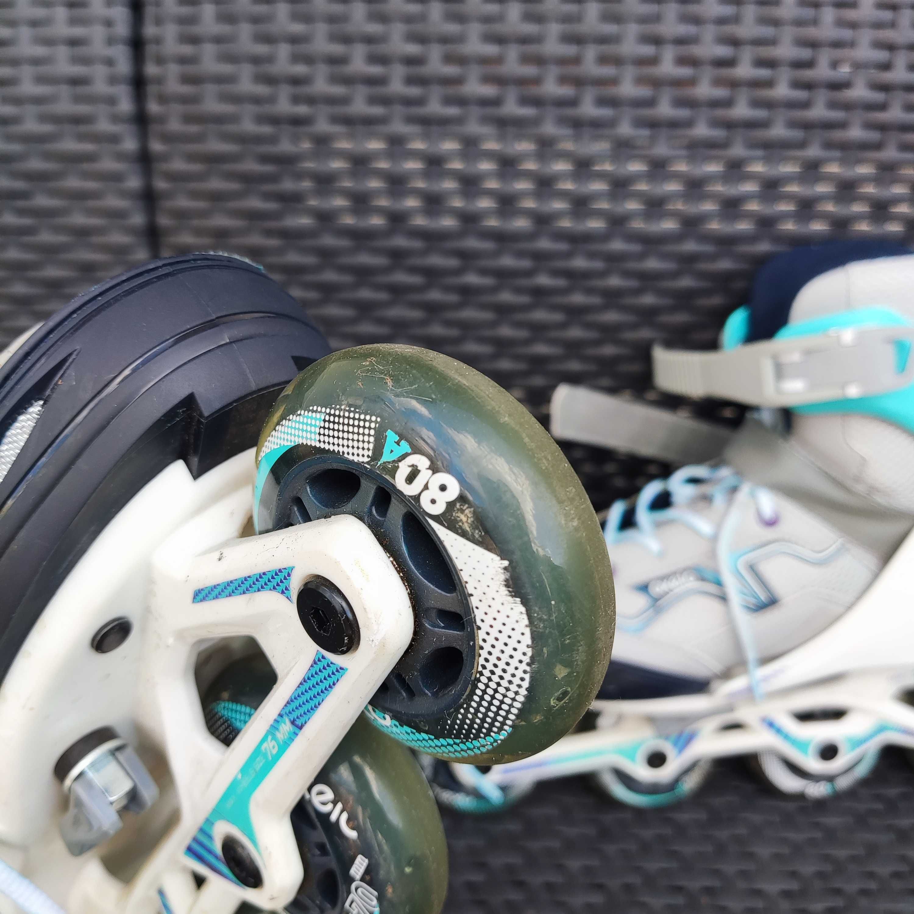 Rolki dziecięce Oxelo Decathlon rozmiar 36,5-38, plus kask, ochraniacz