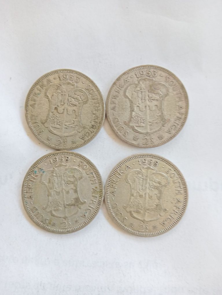 4 moedas prata África Sul 1953 e 1958