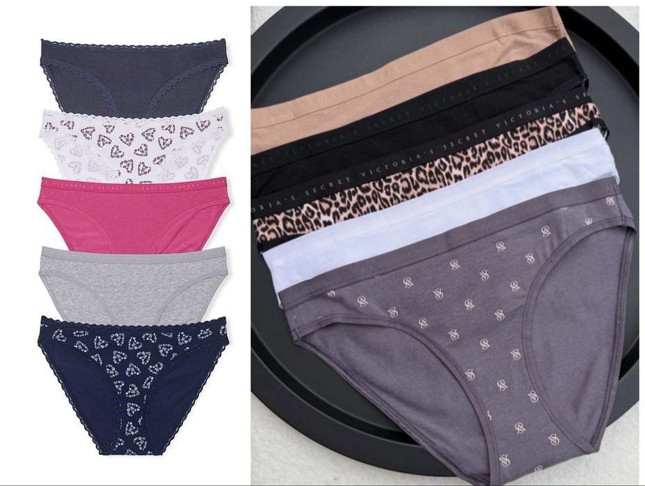 Victorias Secret XS S М L Набор 5 7 трусики трусы стринги Pink подарок