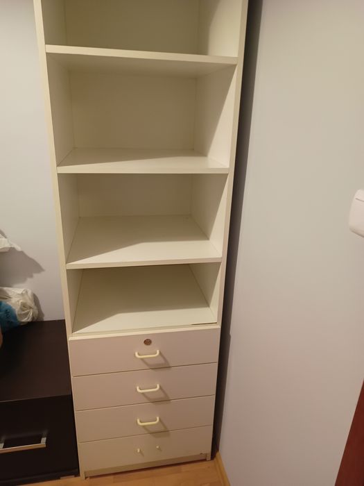 Regał biały z szufladami wys230 cm szer. 58 gl 56