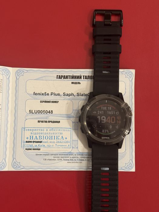Fenix 5x Plus, Saph, Slate Grayw/BlkBnd