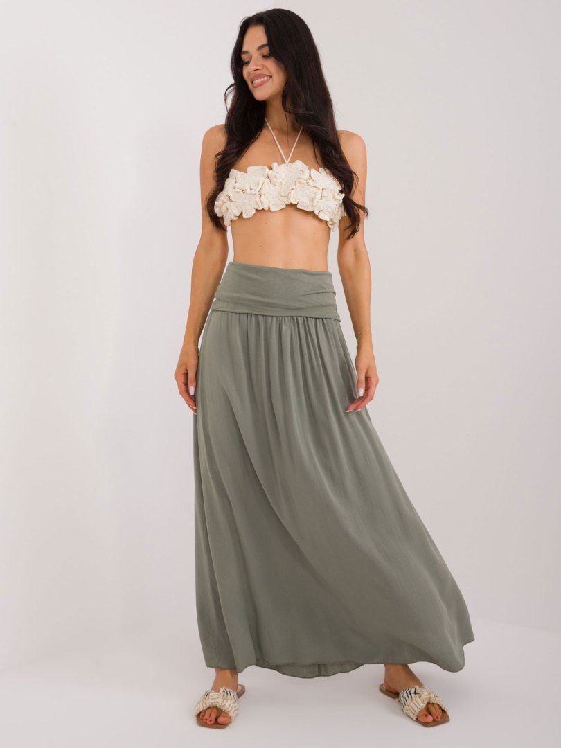 OCH BELLA Spódnica 2w1 Khaki Rozkloszowana Maxi L