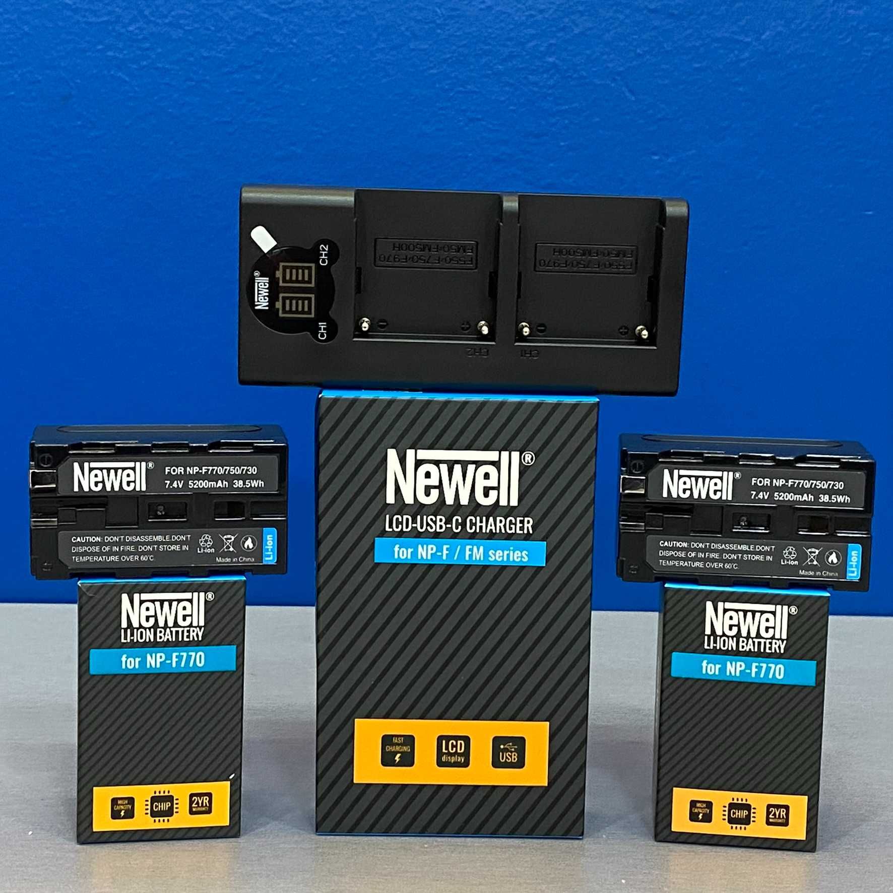Carregador Duplo Newell + 2x Baterias Sony NP-F770 (NOVO)