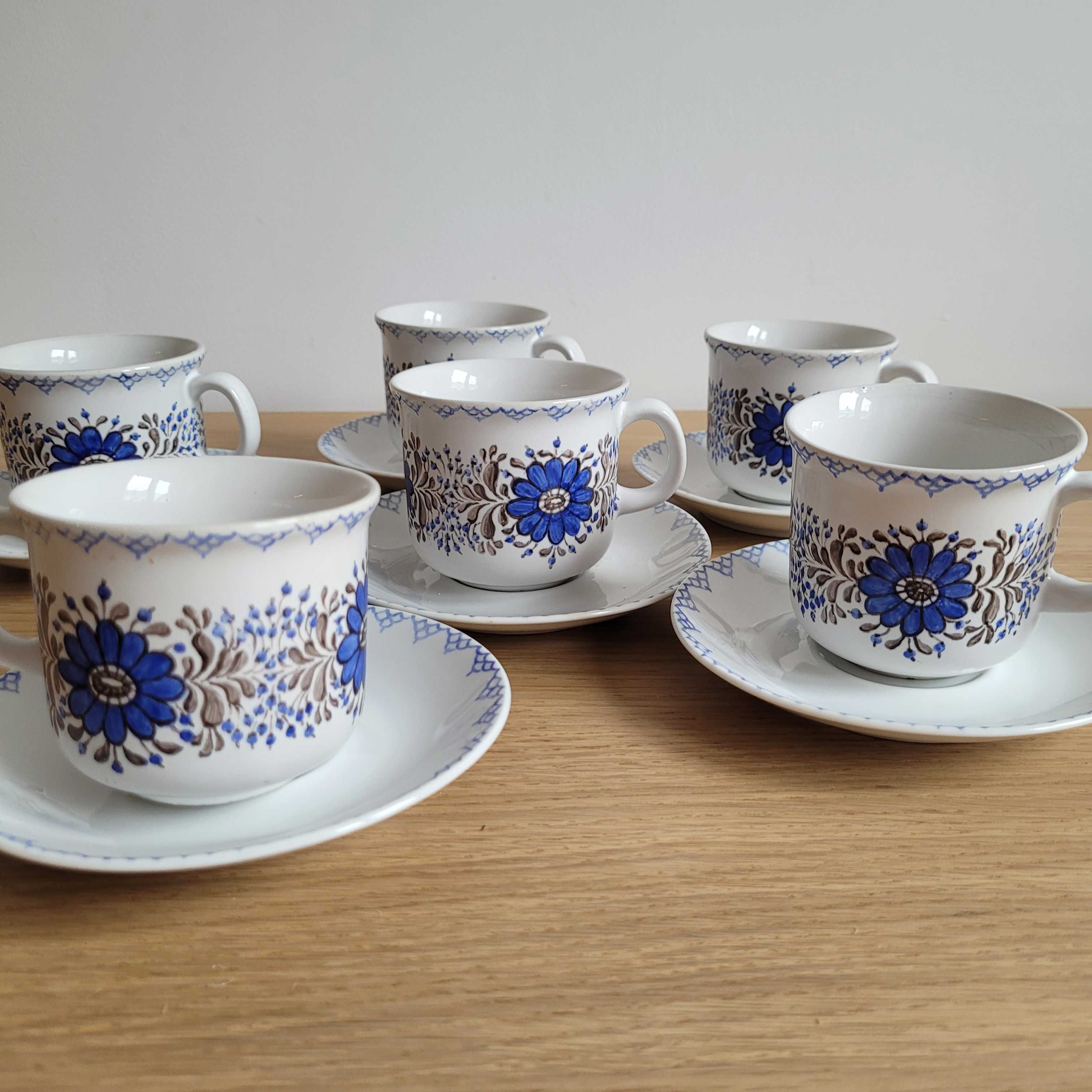 Filiżanki ze spodeczkami Porcelana ręcznie malowana Wałbrzych VINTAGE