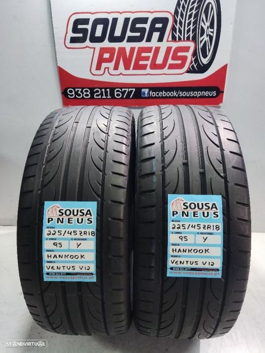 2 pneus semi novos 225-45r18 hankook - oferta dos portes 130 euros