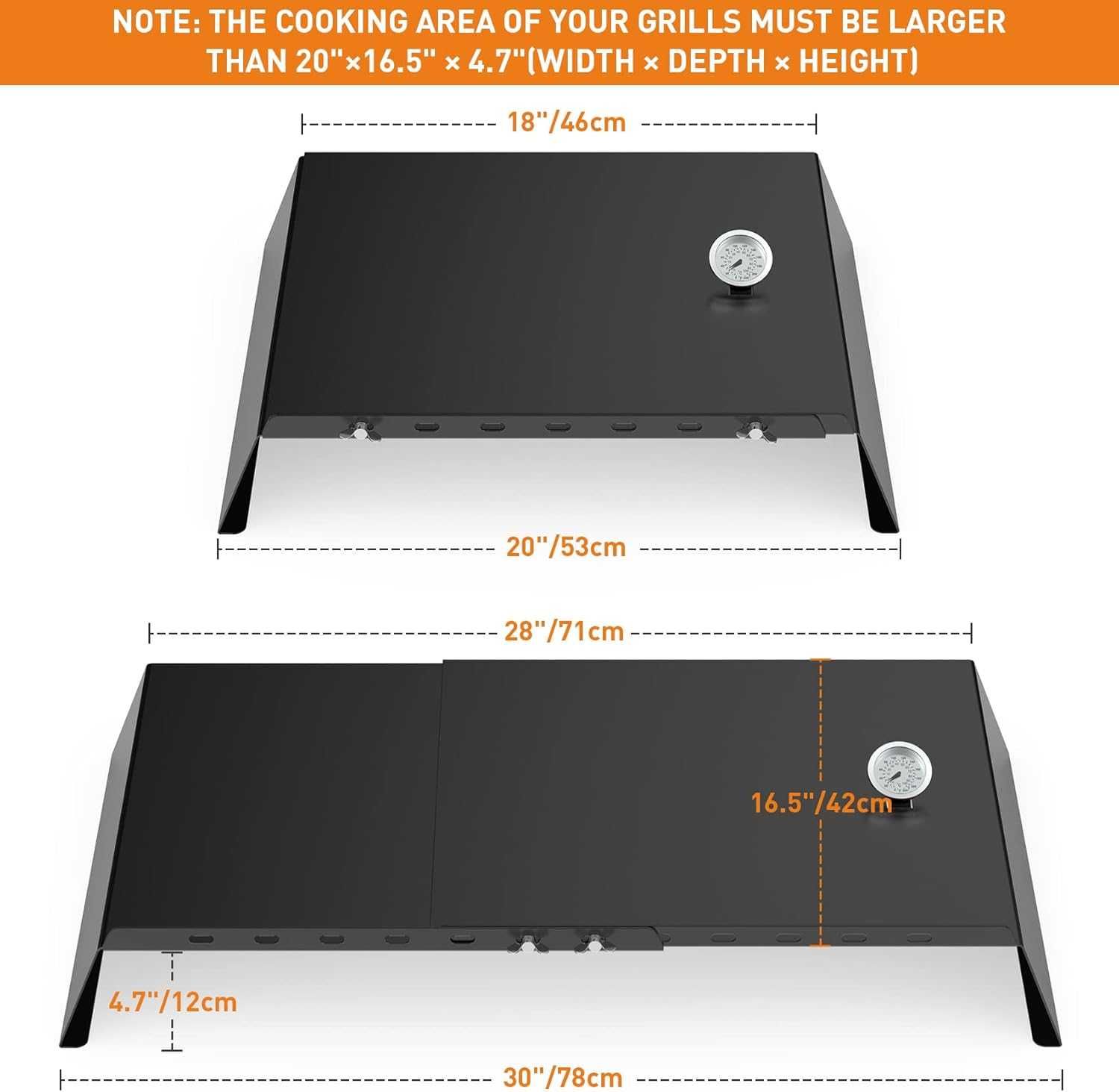Piec do pizzy do grilla gazowego 53-78 cm, z termometrem