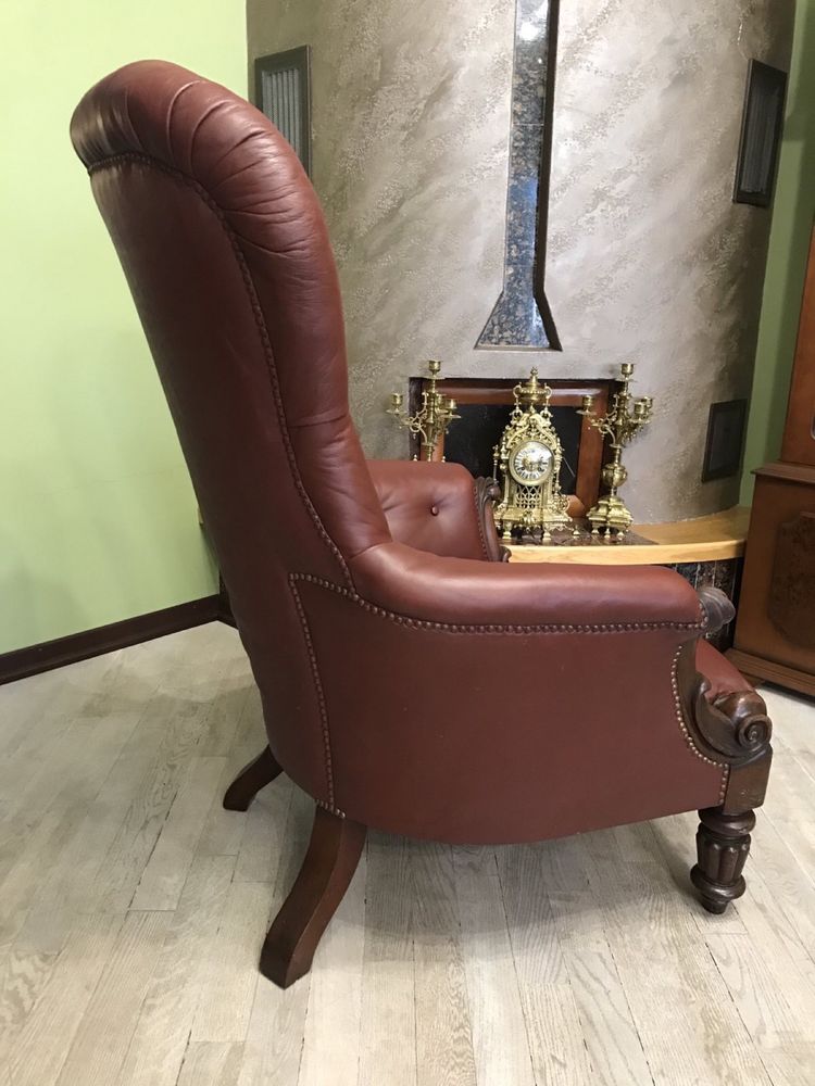 Кресло кожаное Chesterfield, трон, крісло шкіряне