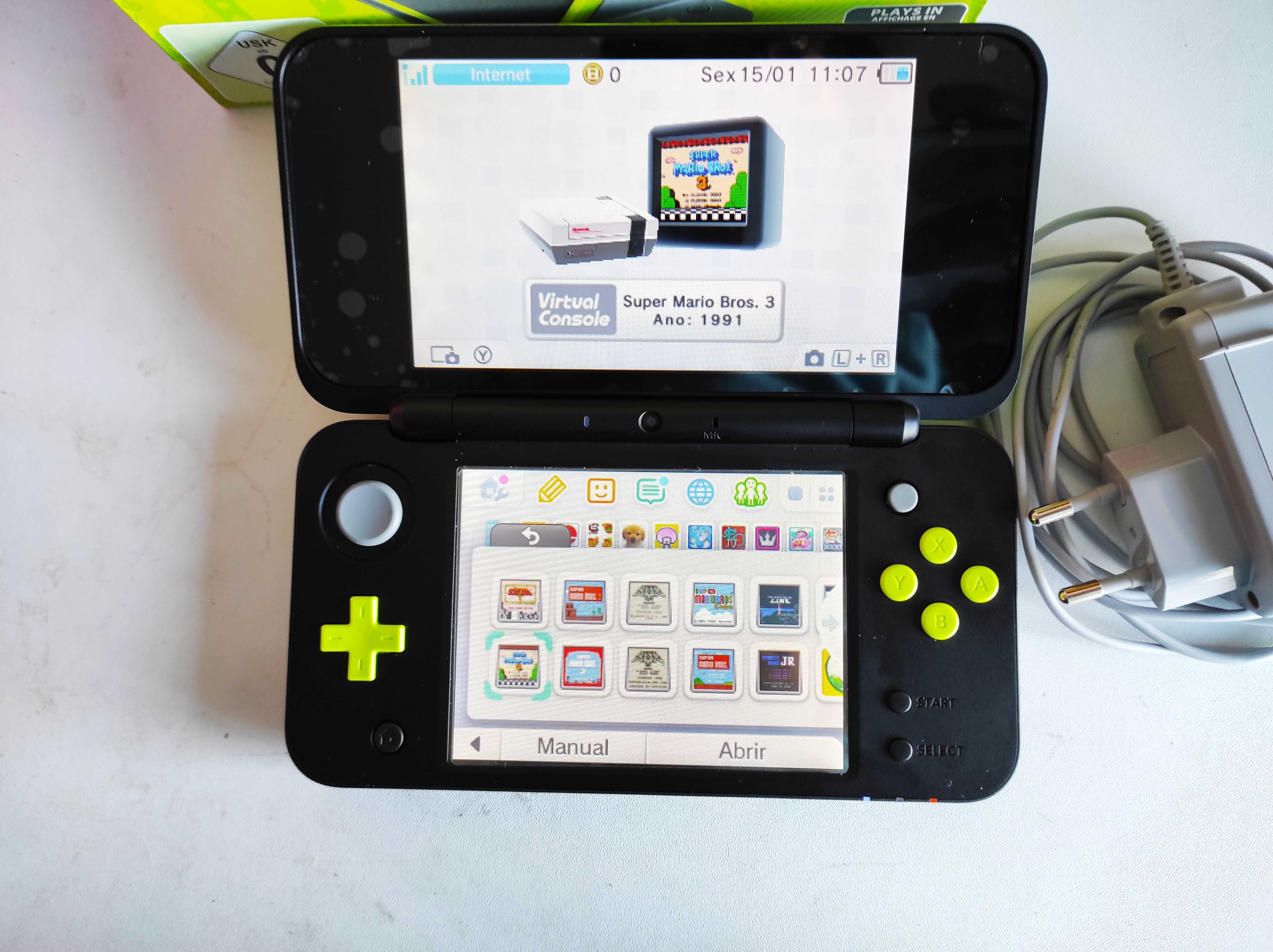 New Nintendo 2DS XL Desbloqueada - Cartão 128 GB - Verde Limão