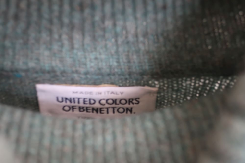 Camisola Vintage Benetton com gola (100% lã, Made in Italy, M)