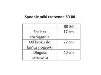 spodnie miki czerwone 80-86 ostatnie nieocieplane a