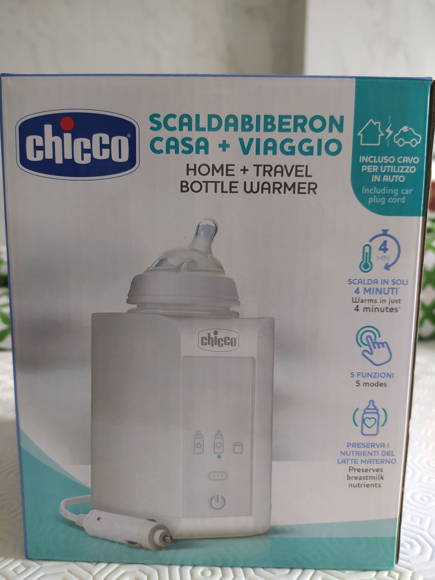 Aquecedor de Biberões Chicco para casa e Carro Novo