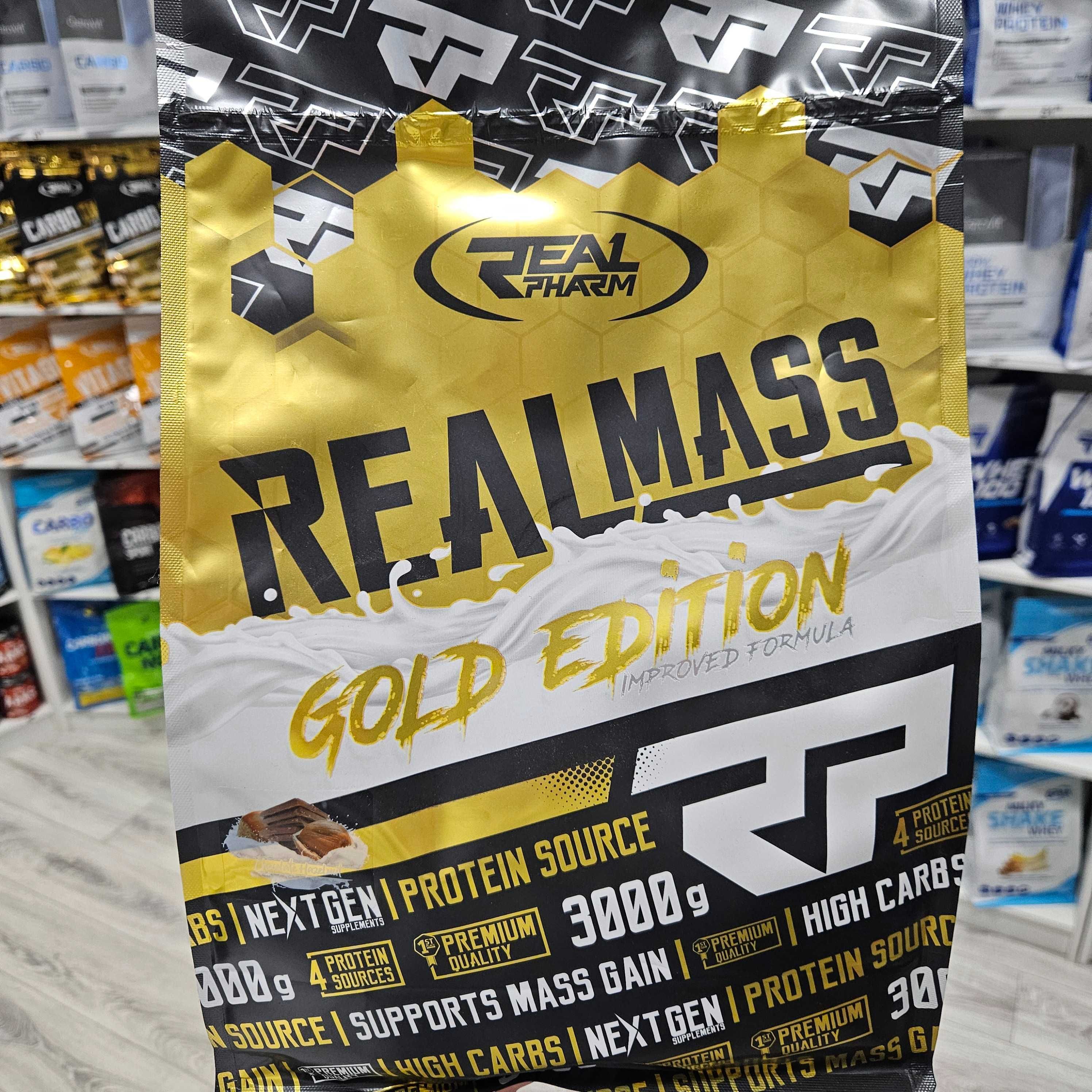 Real Mass Gold Edition Gainer 3KG Czekolada orzech Odżywka na mase