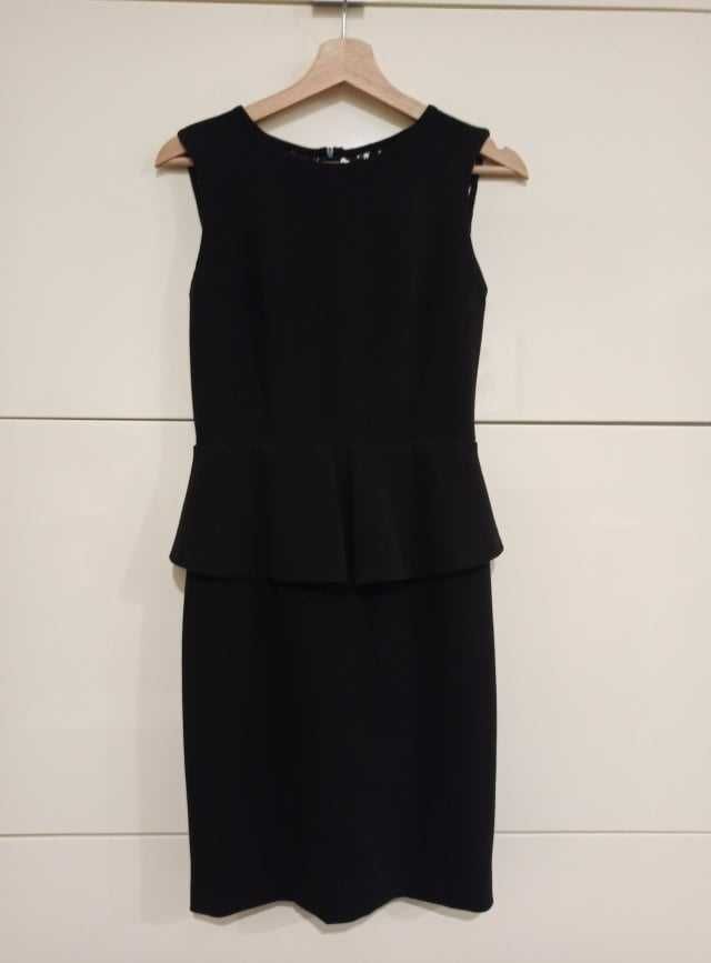 Sukienka czarna z baskinką - rozmiar 36/S - na studniówkę, wesele