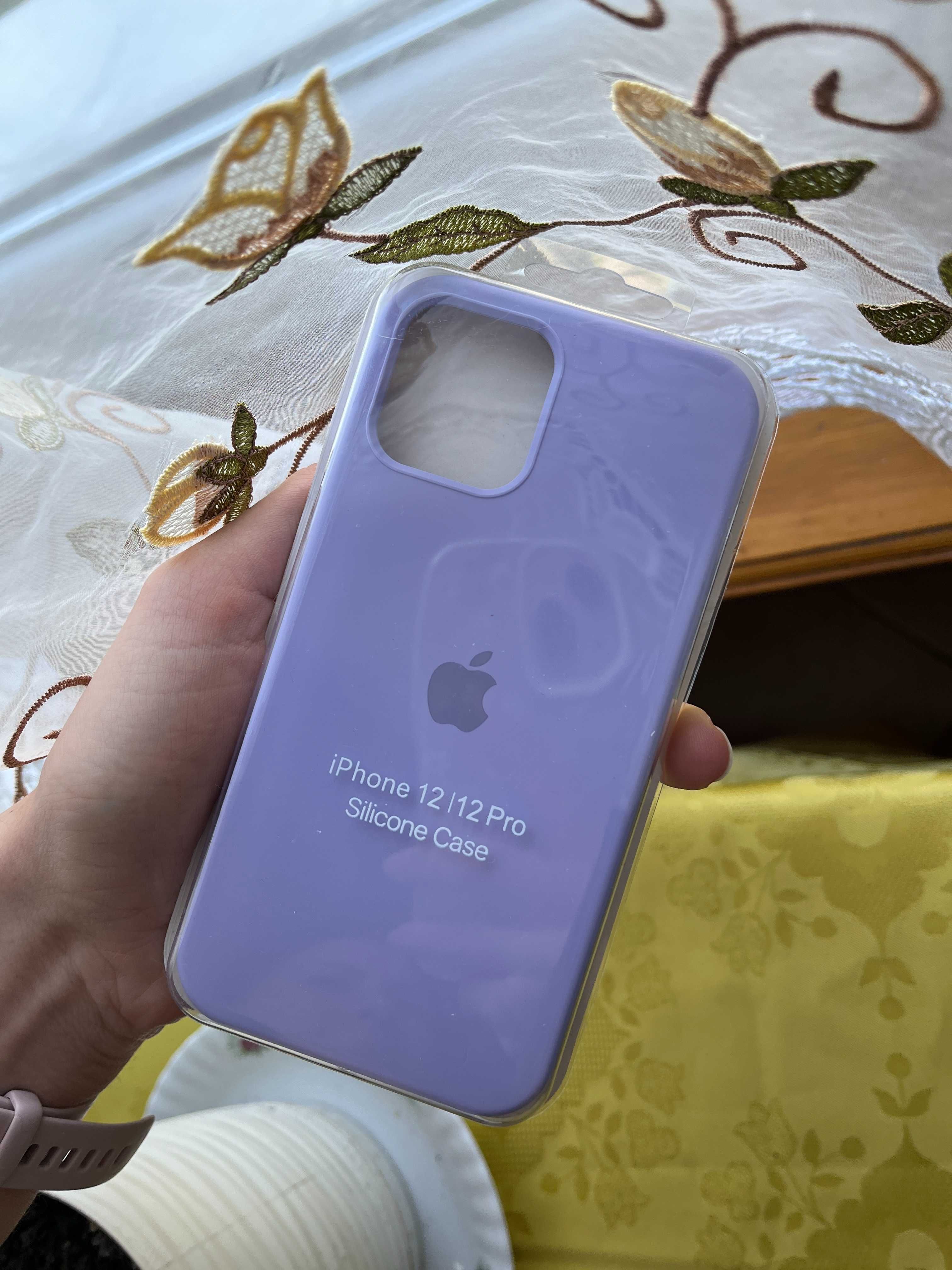 Case iPhone 12/12 Pro etui silikonowe nowe logo apple fioletowe
