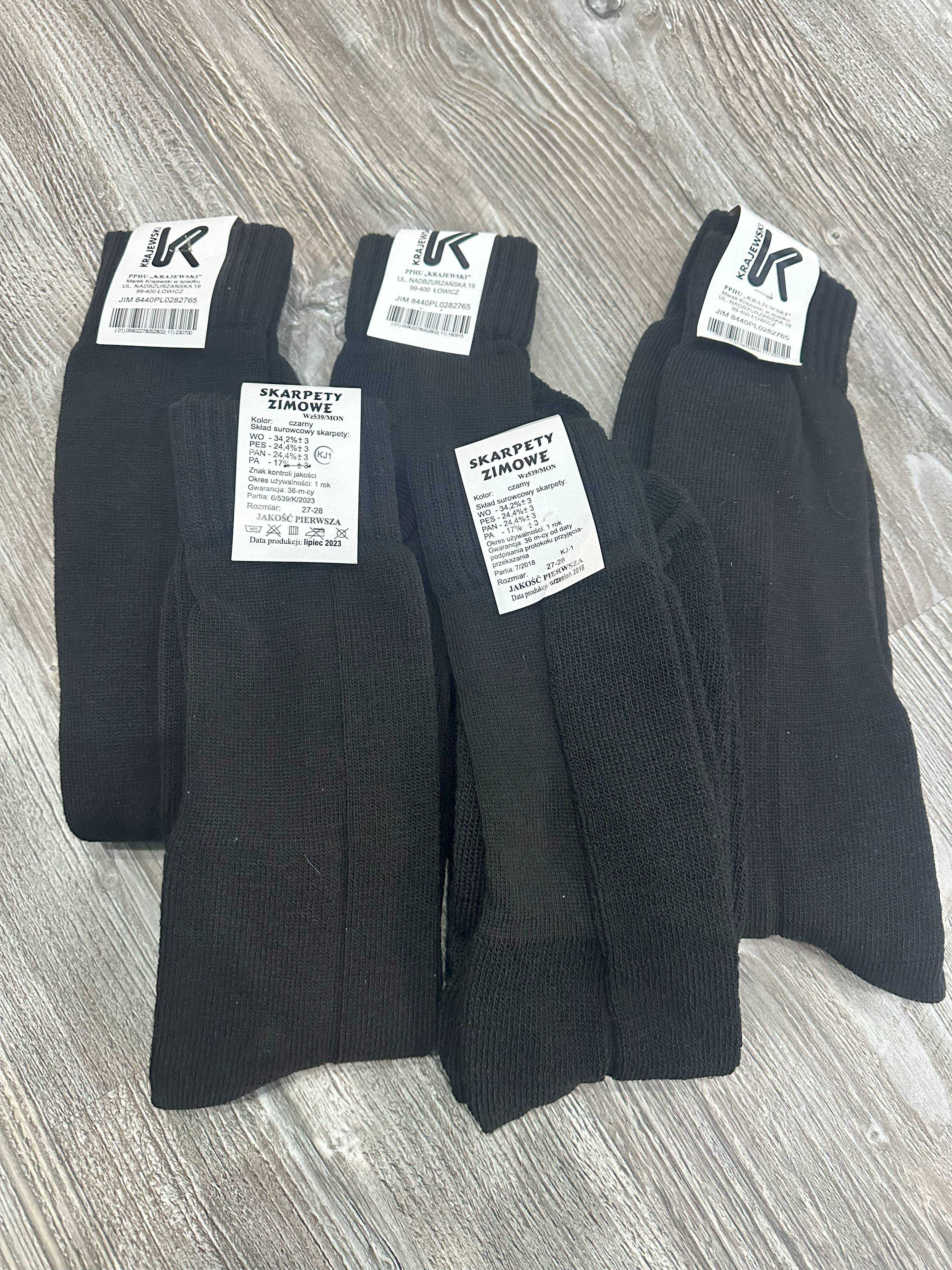 Skarpety zimowe czarne wzór 539/MON rozmiar 27-28 5 par