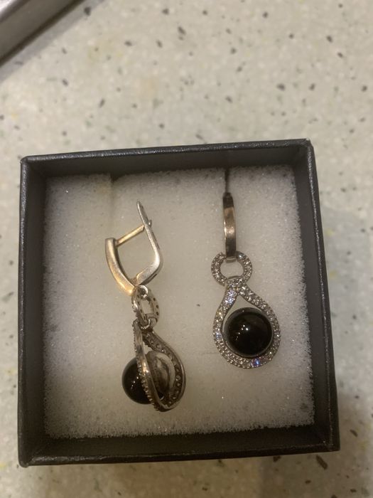 Серьги серебряные с черным ониксом