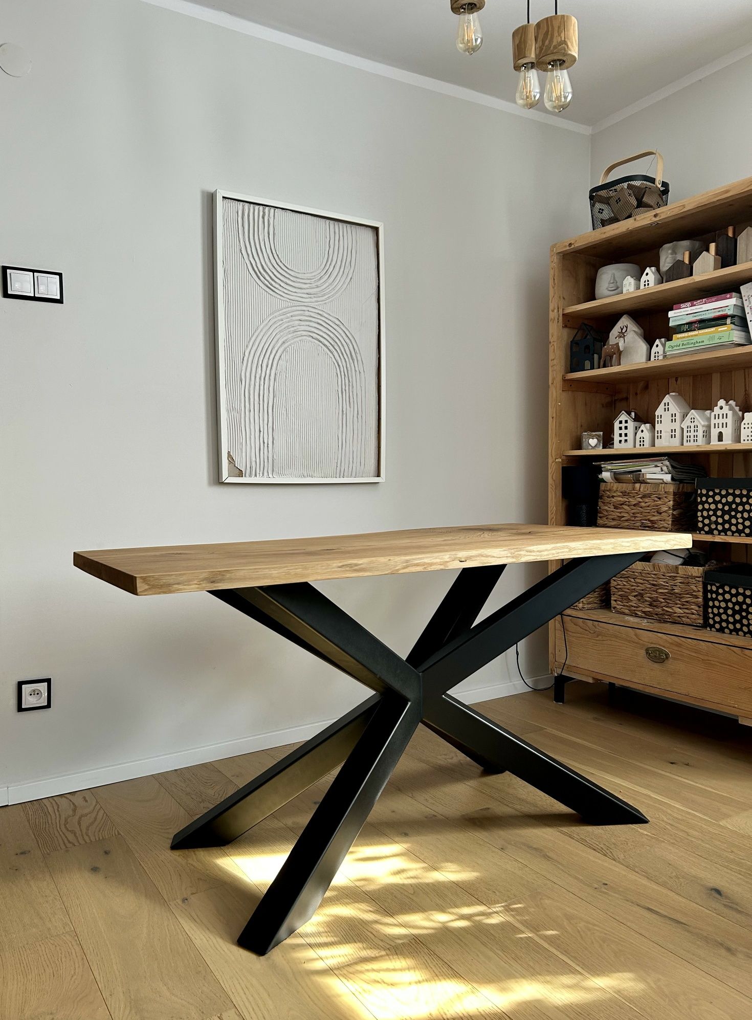 Stół monolit loft dębowy blat żywica