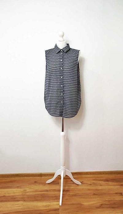 H&M granatowa wzorzysta koszula bez rękawów