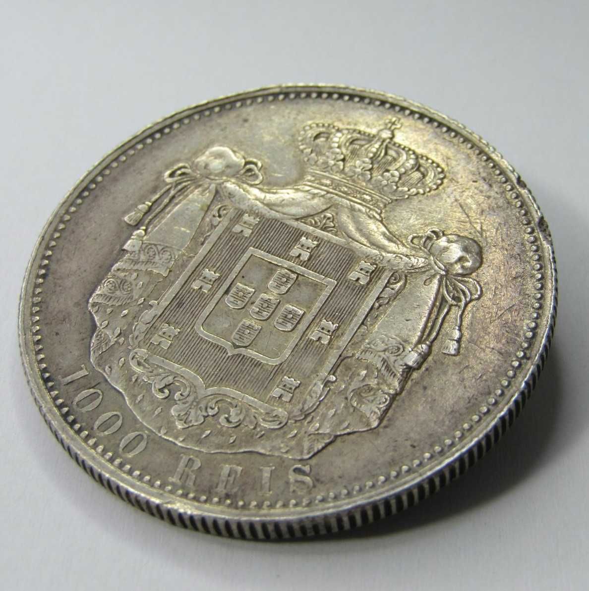 1899 Portugal Silver 1000 Reis Coin Brooch