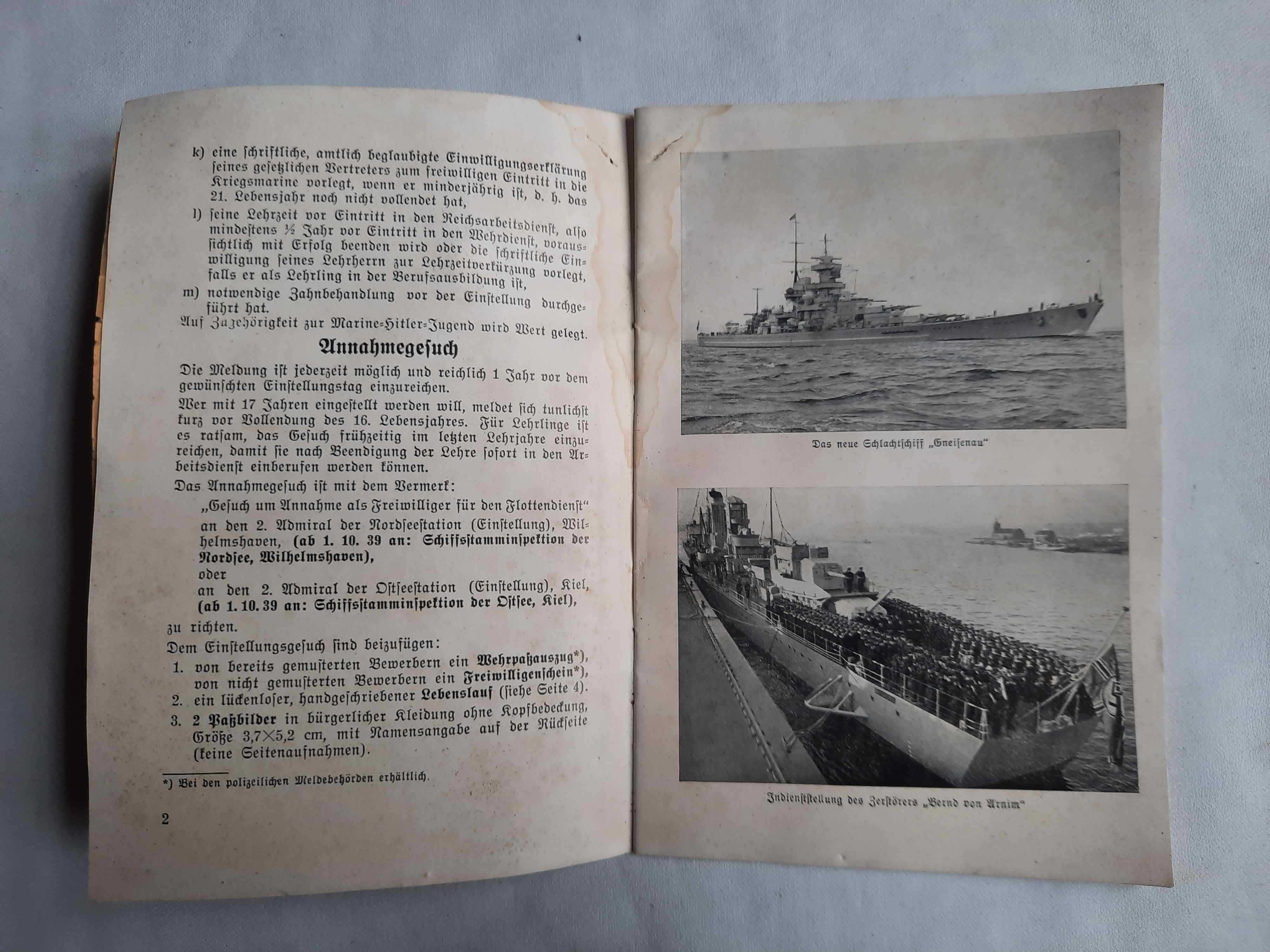 Kriegsmarine Broszura Jak wstąpić do Marynarki Wojennej II W.Ś.