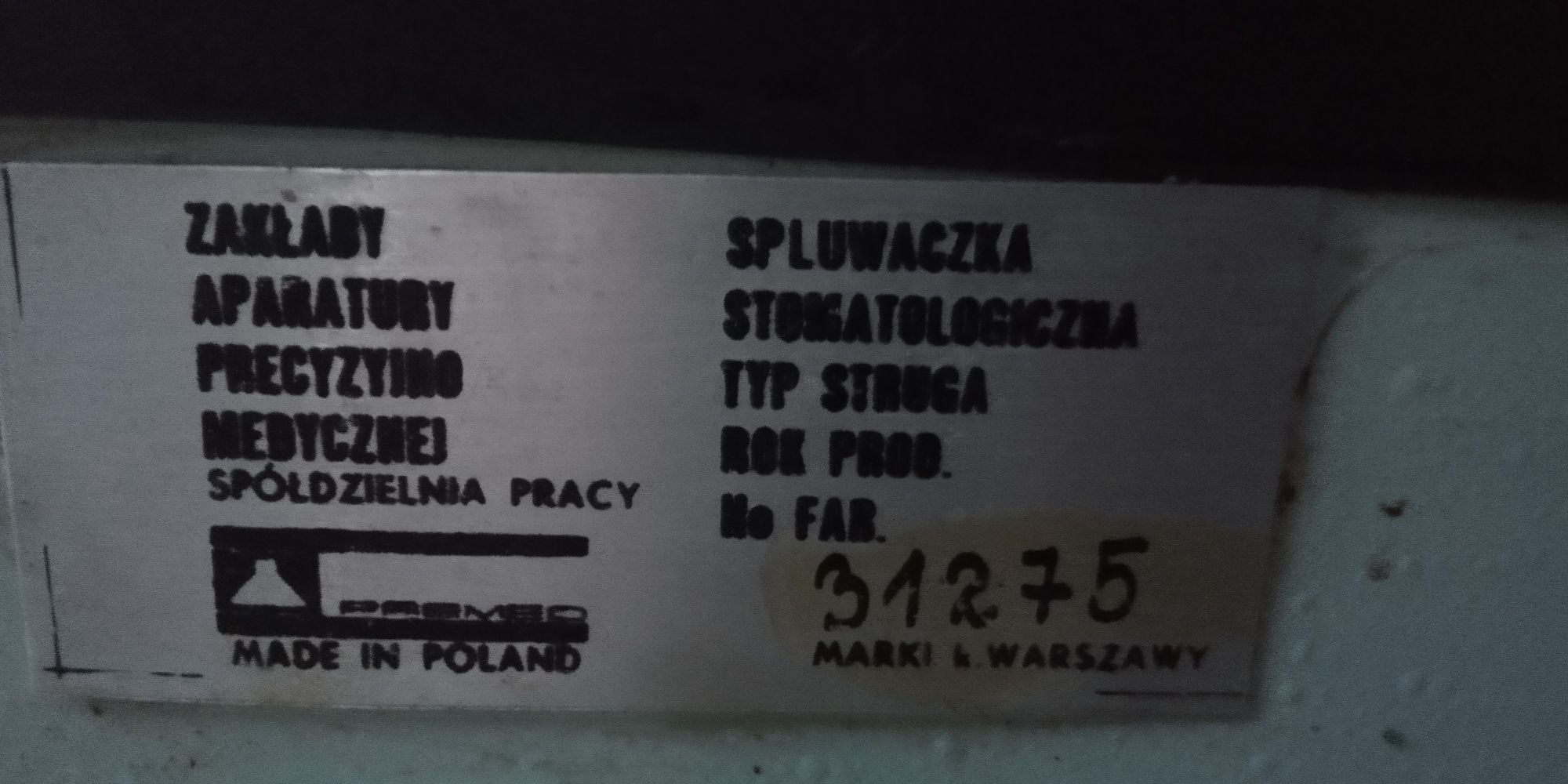 Spluwaczka stomatologiczna typu struga zabytek PRL-u *RZADKOŚĆ*
