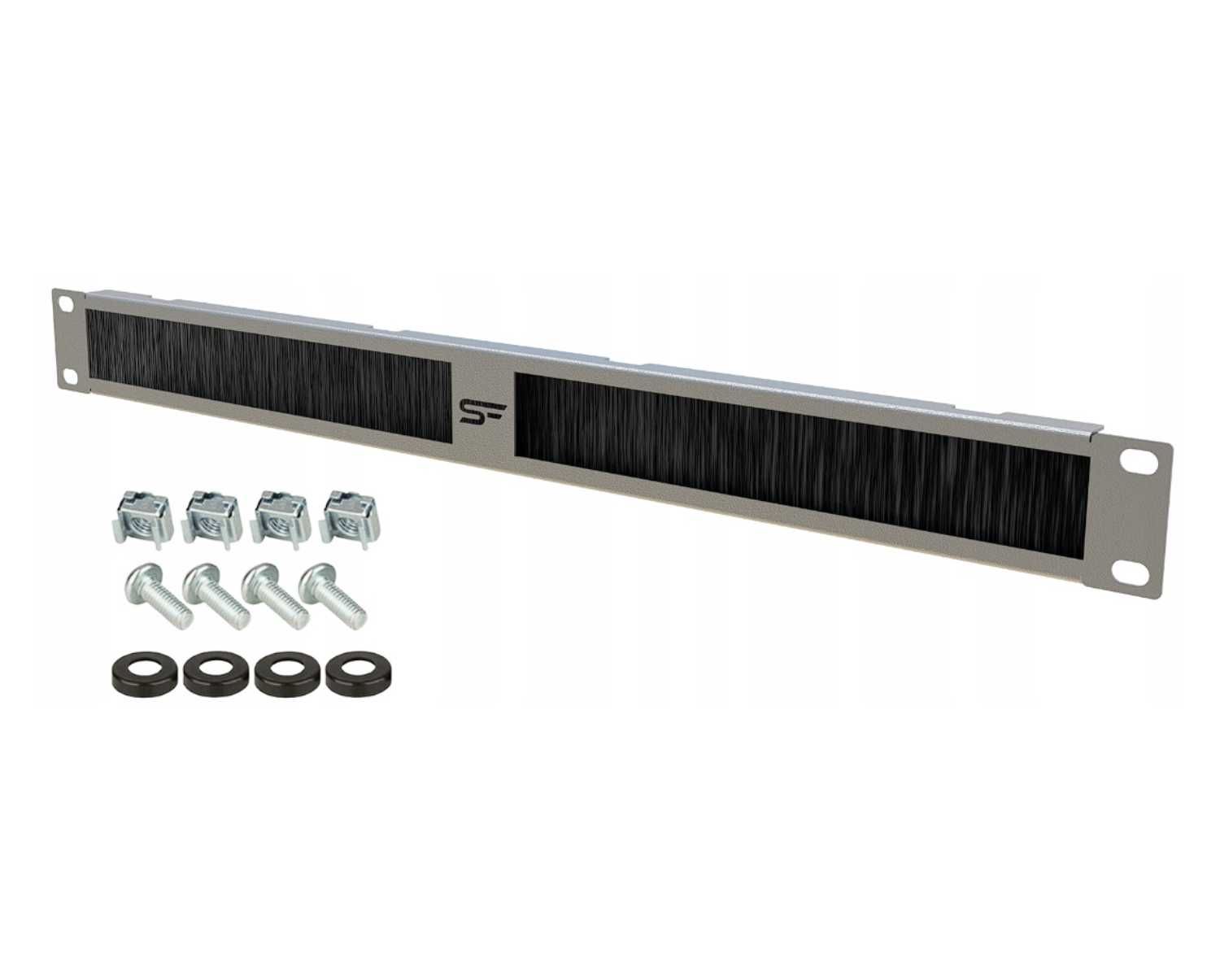 Panel Przelotowy Przepust Kablowy RACK 19" 1U Szczotka Szary Stalflex