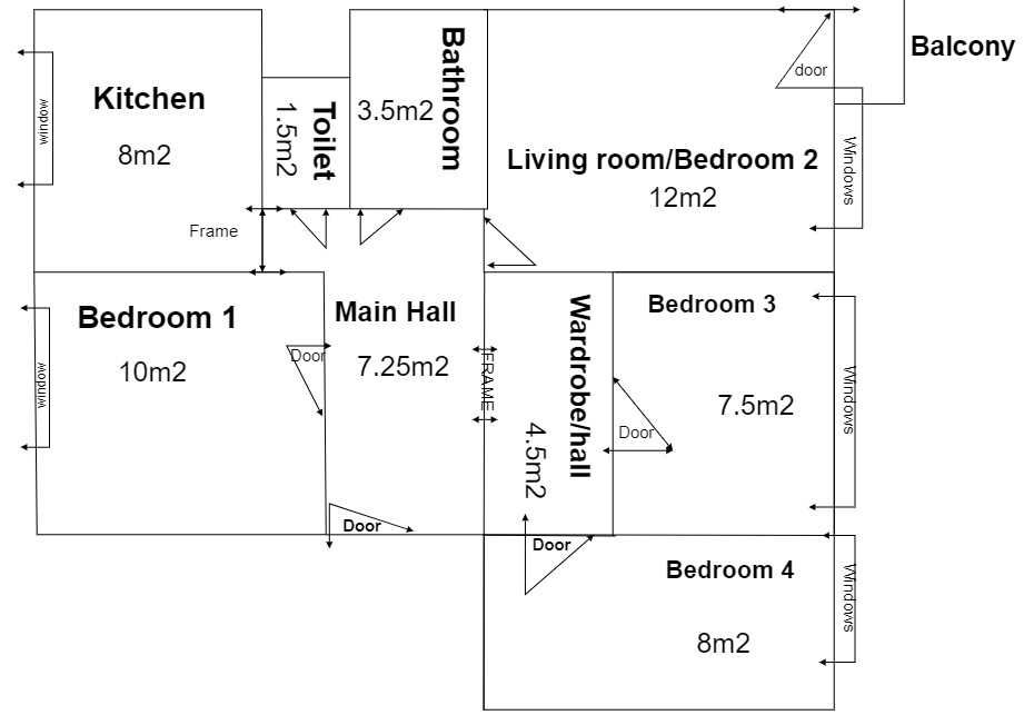 Mieszkanie 62 metry. 4-pokoje Hajnowka