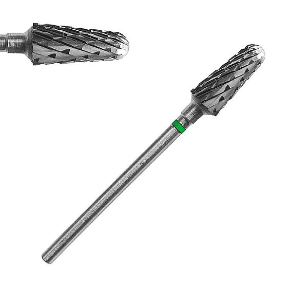 Frez carbide HQ - stożek zaokrąglony zielony / Bass Cosmetics